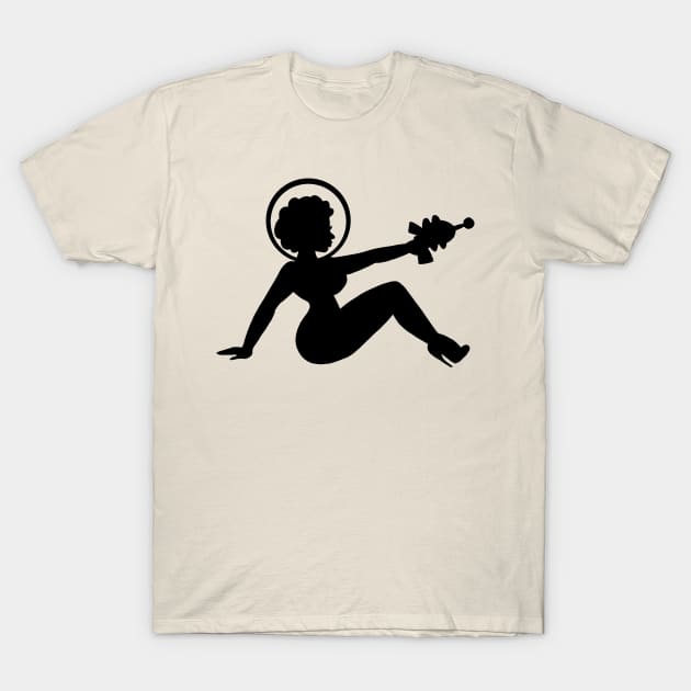 Retro Mudflap Girl Space Cadet Pinup (Dark Design) T-Shirt by ckrickett